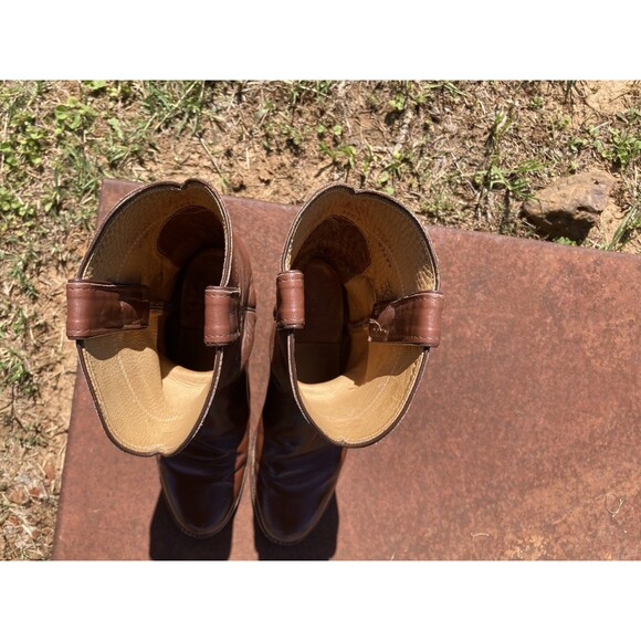90s Justin Roper Womens 7B Brown Leather Cowboy Western Boots L3802 Cognac Vtg - Picture 10 of 10